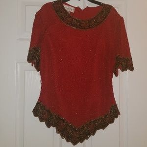 Red Vintage Sequin Top